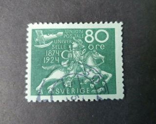 1924 Sweden Sverige Schweden Upu 50th Anniv 80 Ore Vf B300.  18 Start 0.  99$