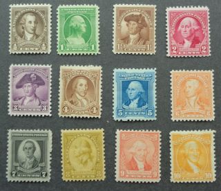 Us Postage Stamps Og Nh Scott 704 - 715 Washington Bicentennial Mostly Vf - Xf