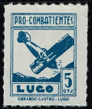 Spain Stamp Lugo Civil War War Period Local Stamp 5c Blue Mnh