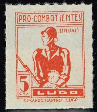 Spain Stamp Lugo Civil War War Period Local Stamp 5c Orange Mnh