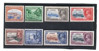 Cyprus Gv Sel.  1934 4val.  To 2.  1/2pi,  1935 S.  Jubilee Set,  Hh.  C.  £52.  75