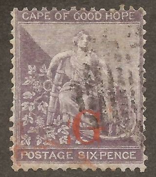 Cape Of Good Hope 1864,  Sg?? 6d Lilac Red G Opt.  / Cancel ? Fine (jb7510)