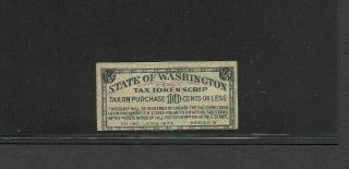 U.  S.  1935 State Of Washington Tax Token Script (stamp) Tax On Purchase 10 Cents