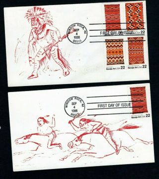 1986 Sc 2235 - 38 22c Navajo Art Blankets Blk/4 & Singles First Day 6 Covers