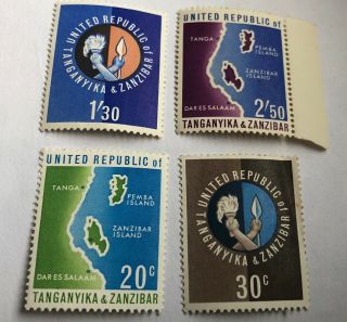 1964 Tanganyika & Zanzibar Full Set Of 4 Stamps - Mnh - United Republic