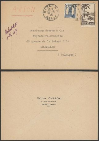 Morocco 1946 - Air Mail Cover Brussels Belgium V89