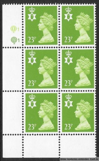 Gb/n.  Ireland 1971/00 23p Plate Block,  Sg Xnl40/ni56,  Plate 1,  1 Row 18.  Mnh
