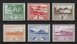 Jersey German Occupation 1943 Nh Complete Set Of 6 Michel 3 - 8 Vf