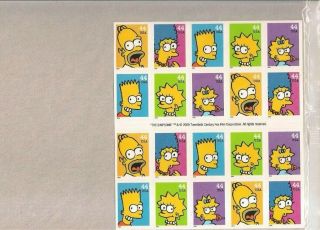 The Simpsons 20 - 44¢ Stamps In Package