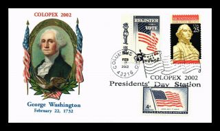 Dr Jim Stamps Us Colopex Presidents Day Cover George Washington 2002 Columbus