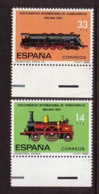 Rail/trains Thematic Stamps - Spain,  2 Stamps Muh,  Locomotives