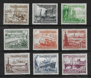 Germany Reich 1937 Nh Complete Set Of 9 Michel 651 - 659 Cv €100 Vf