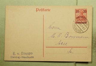 Dr Who 1920 Germany Danzig Ovpt Postal Card E45007