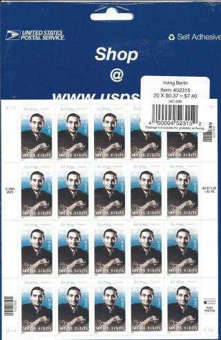 Four Sets USPS Stamps - Celebrities: Judy Garland,  Irving Berlin,  Frank Sinatra 4
