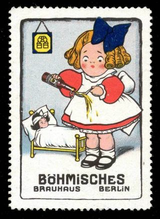 Germany Poster Stamp Advertising Beer - Böhmisches Brauhaus - Girl With Doll