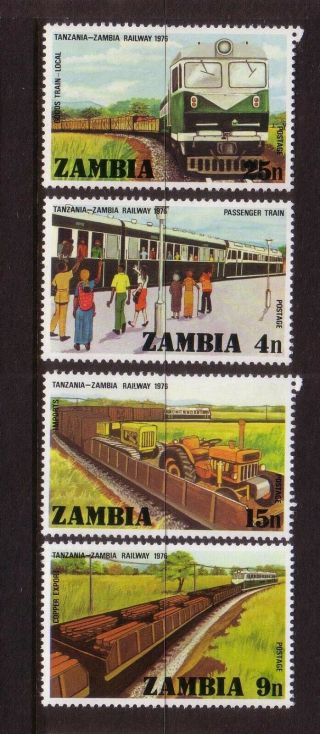Rail/trains Thematic Stamps - Zambia X 4,  4 - 15n,  Muh,  Tanzania - Zimbabwe Railway