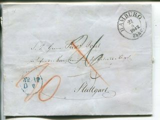 Germany Hamburg Th&t 1847 On Letter From Altona To Stuttgart
