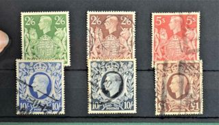 Gb Stamps George V1 High Value Set Of 6 (b64)