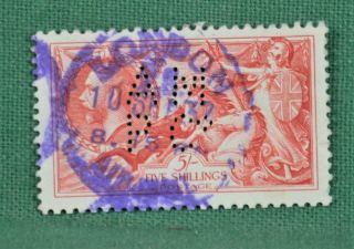 Gb Stamps George V 1934 Re - Engraved Seahorse 5/ - Rose Red (b53)