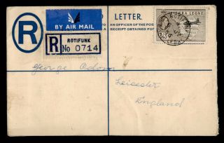Dr Who 1956 Sierra Leone Roifunk To Gb Registered Letter Air Mail C122079