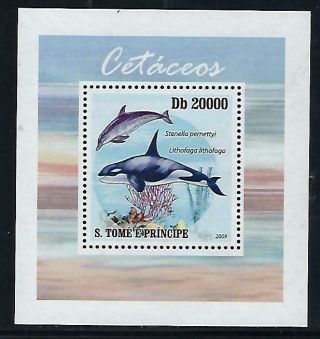 A323 Nh 2009 St Thomas Deluxe Souvenir Sheet Of Sealife Mammals Whales Orca