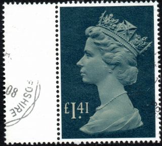 1985 Sg 1026d £1.  41 Pale Drab & Deep Greenish Blue Long Format Margin Fine