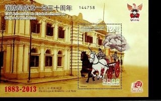 China Macau 130 Anniv Fire Service Fighter Horse Brigade Very Fine Sheet
