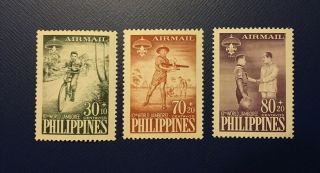 Philippines 10th World Jamboree Air Mail Boy Scout Stamps.  Sc S Cb1 - Cb3.  Mlh.