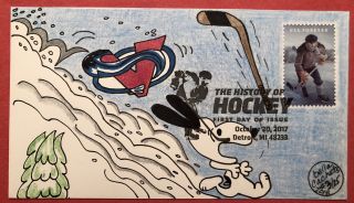 2017 The History Of Hockey Fdc First Day Cover Hand Drawn Colorado Avalanche
