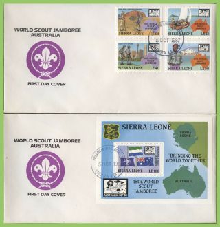 Sierra Leone 1987 16th World Scout Jamboree Australia Two First Day Covers