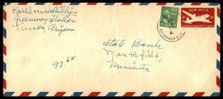 Arizona Tucson Greenway Station January 5 1943 Air Mail Cover Prexie To Northfie