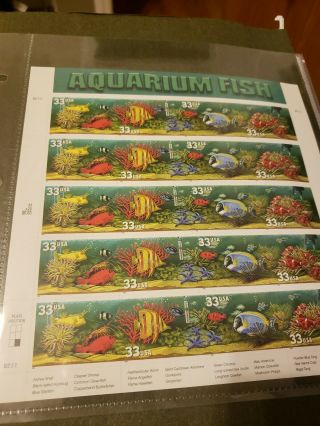 Us Stamp Sheet 20 X $0.  33 - Aquarium Fish - Self - Adhesive -