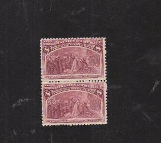 1893 Us Stamps Scott 236,  Pair Restored To Favor,  8 Cents,  Ng