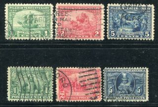 1907 & 1920 U.  S.  Scott 328 - 30 & 548 - 50 Jamestown & Pilgrim Stamps
