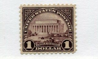 1923 U.  S.  Scott 571 One Dollar Lincoln Memorial Stamp Hinged