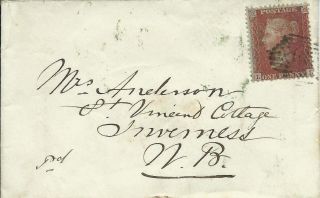 Gb 1856 1d Red Stars Cover To Inverness From London 18 Numeral