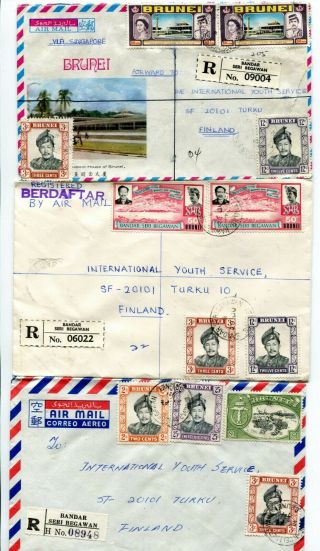 Brunei 1974 Commemorative Stamp On 3 Registered Cover To Finland