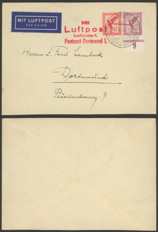 Germany 1933 - Air Mail Cover Hamburg To Dortmund 30512/1