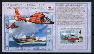 D6635 Nh 400fc 2006 Red Cross Emergency Rescue Helicopter & Fire Boat S/s