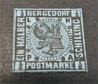 Nystamps German States Bergedorf Stamp 1 Og H $50