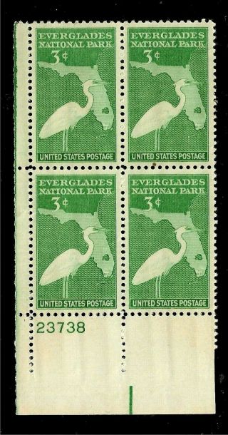 Us 1947 Sc 952 3 C Everglades National Park Nh Plate Block Of 4