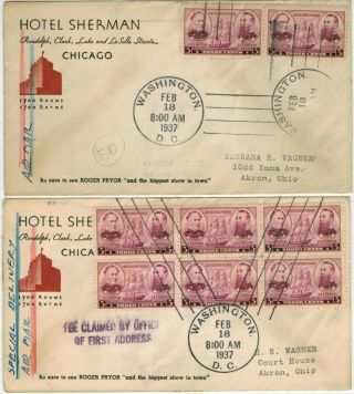 1937 Navy Heroes Adm.  Farragut And Porter 792 Set Of 2 Hotel Sherman Spec.  Del.