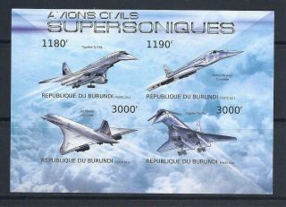 D1363 Mnh 2012 Sheet Of 4 Imperf Supersonic Jet Airplane Concorde Souvenir Sheet