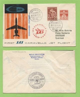 Denmark 1959 Sas Flight Cover,  Copenhagen - Stuttgart
