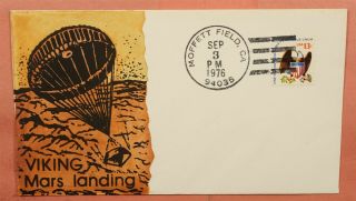 1976 Viking 2 Mars Landing Moffett Field Ca Handpainted Cachet