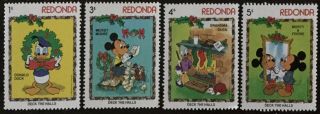 Redonda Walt Disney Cartoon Stamps Christmas 1983 Mnh