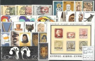 Greece - Cyprus 1980 Complete Year Set Mnh