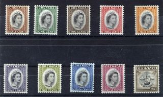 Grenada 1953 - 59 Definitives Sg192/201 Mnh