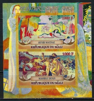 M1754 Mnh 2011 Imperf Souvenir Sheet Of 2 Paintings Of Nudes By Matisse & Denis