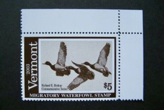 2003 Vermont State Duck Migratory Waterfowl Stamp Mnhog